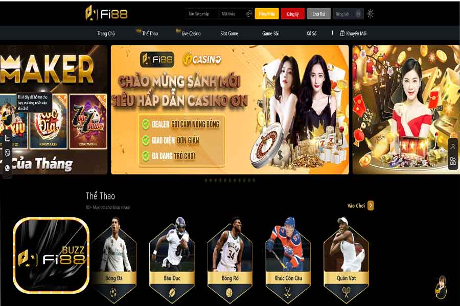 Giao diện Fi88 hài hòa, thân thiện với cược thủ